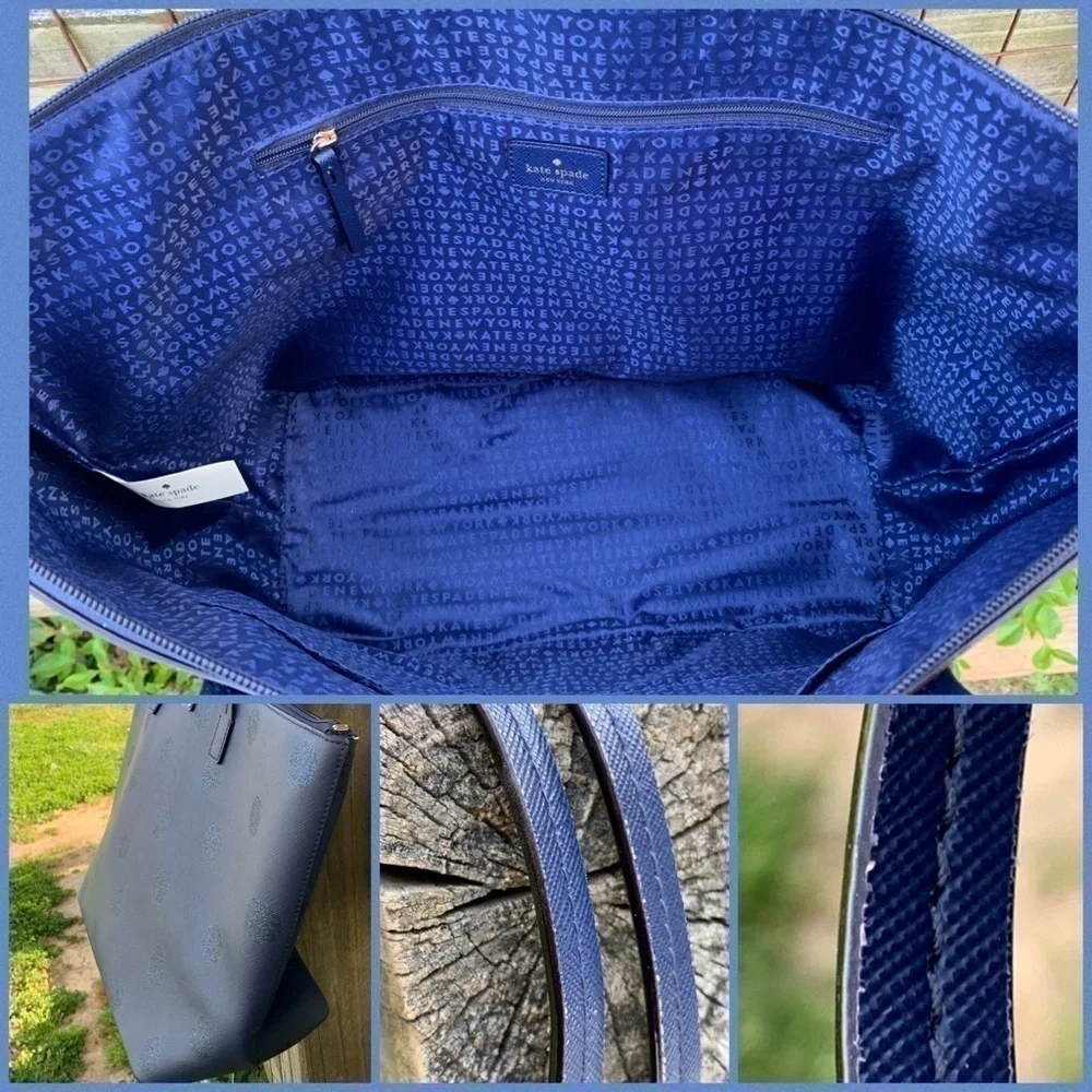 Kate Spade ♠️ Navy Blue Dot 🔵 Tote Bag Wallet Set